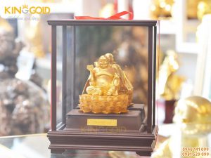 Đúc tượng Phật Di Lặc ngồi đài sen mạ vàng 9999