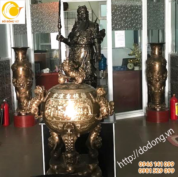 Tượng đồng quan công 120cm, đỉnh cầu 120cm
