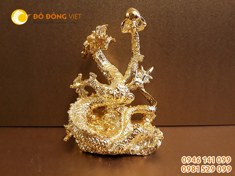 Tượng rồng phong thủy cầm ngọc mạ vàng 24k