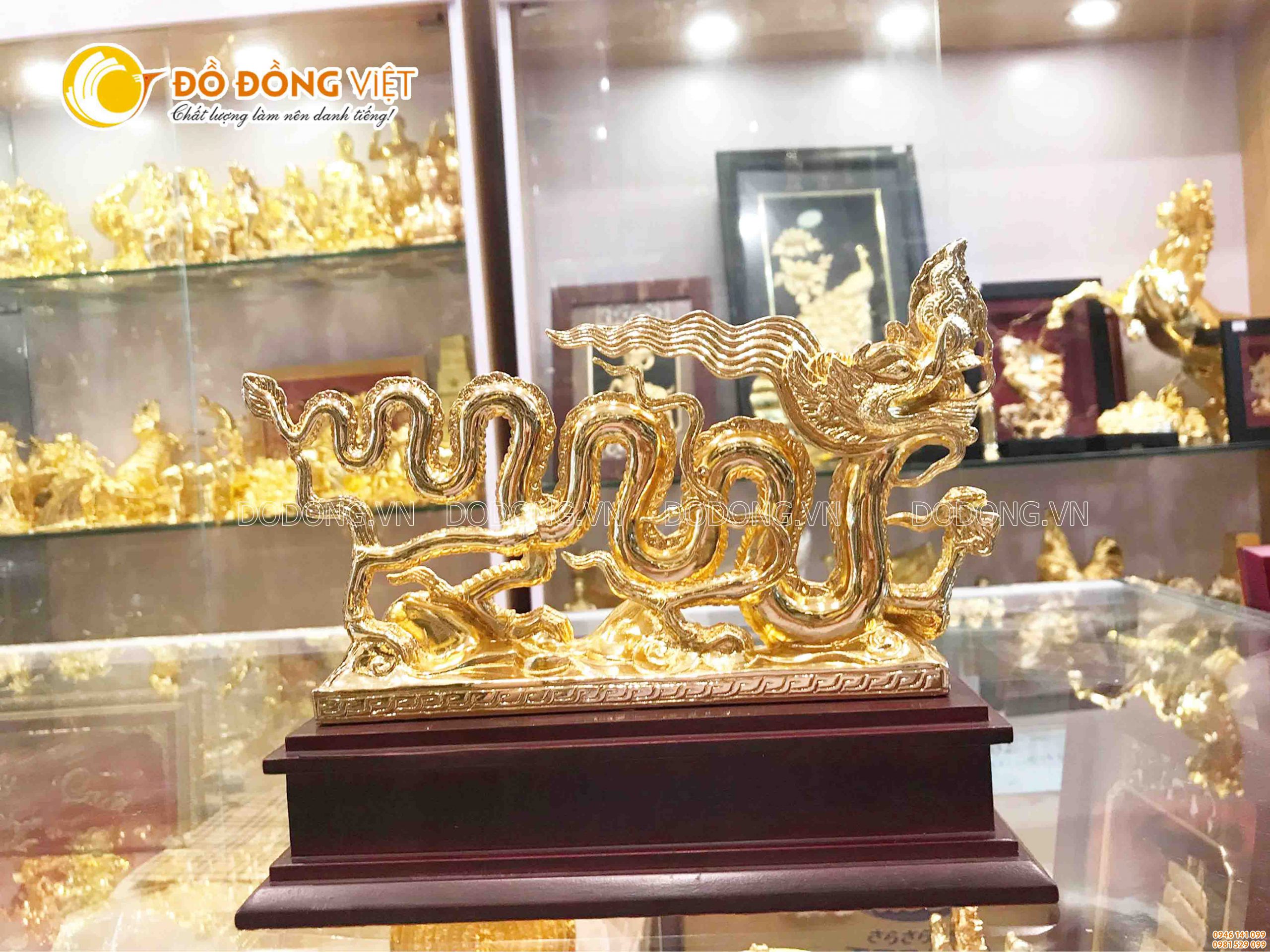 Tượng rồng thời lý bằng đồng mạ vàng 24k