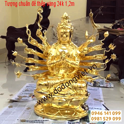 Tượng chuẩn đế thếp vàng 24k 1,2m