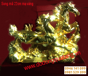 Song mã bằng đồng mạ vàng phong thủy