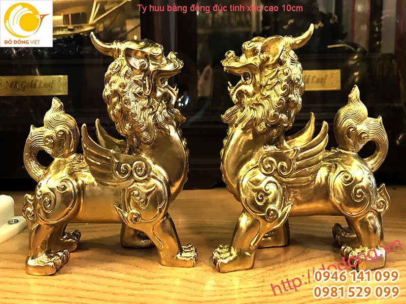 Tỳ hưu đúc đặc bằng đồng nguyên chất 10cm