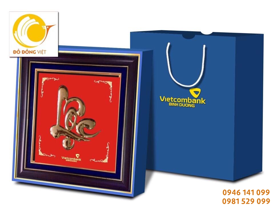 Tranh chữ lộc bằng đồng mạ vàng, chữ bằng đồng