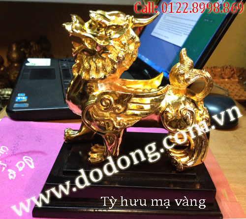Tỳ hưu đồng mạ vàng 24k cao 12cm - dài 14cm
