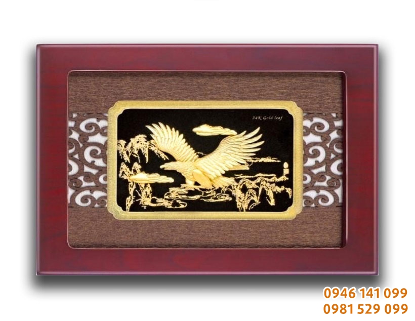 Tranh đại bàng tung cánh 3d dát vàng