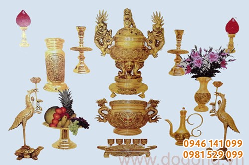 Bộ đồ thờ đỉnh đồng lộc thành bày bàn thờ gia tiên các kích cỡ