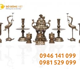 Cửa hàng bán bộ đồ thờ đồng chạm khảm đẹp ở hà nội, hcm