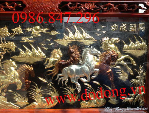 Bán tranh đồng bát mã - 8 ngựa phi 80x160cm