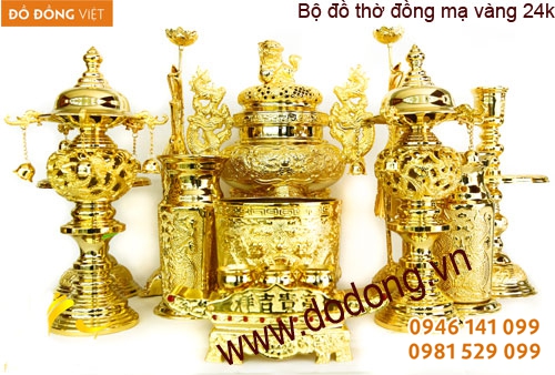Bộ đồ thờ đồng mạ vàng cao cấp