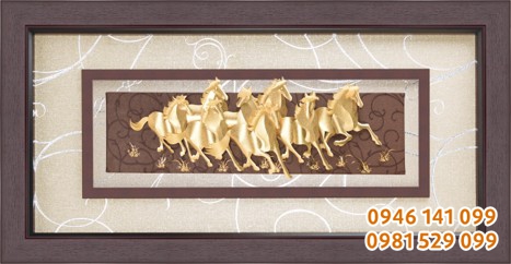 Tranh ngựa vàng, mã đáo thành công dát vàng 24k