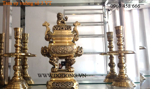 Bộ lư đồng vĩnh tiến vuông tam sự số2 cao 45cm