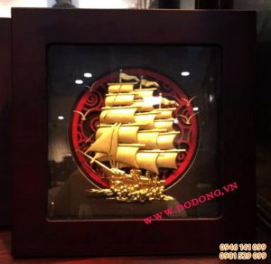 Tranh thuyền buồm 3d vàng lá làm quà tặng khách hàng tết 2017