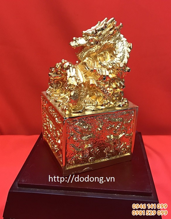 ấn rồng phong thủy bằng đồng mạ vàng 24k cao cấp dùng làm vật phẩm phong thủy