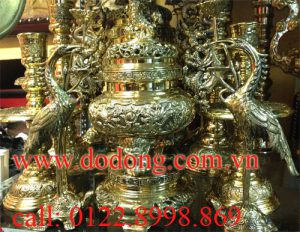 Bộ lư đồng số 2 vĩnh tiến cao 40cm ngũ sự