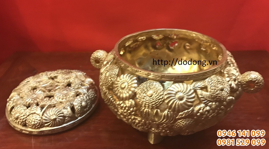 Đỉnh đồng xông trầm,lư hương đốt trầm cơ nhỏ