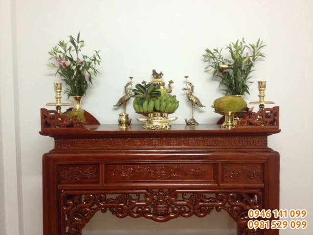 Bàn thờ gia tiên bằng đồng dùng đồ đồng việt - dapha số 4