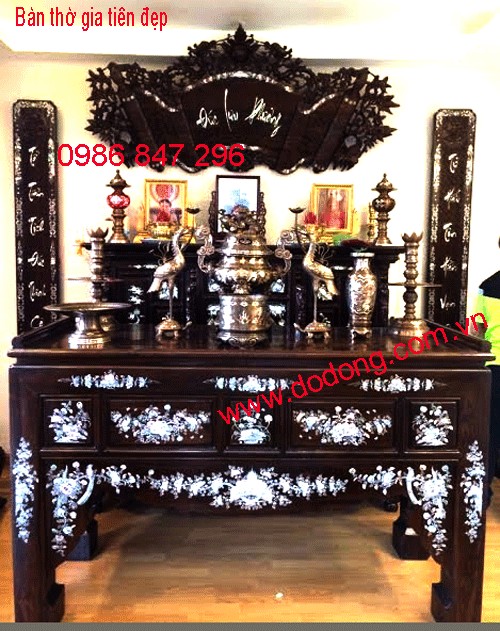đỉnh thờ gia tiên khảm trai