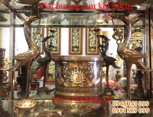 Đồ đồng tam khí cao cấp cúng tiến đền thờ
