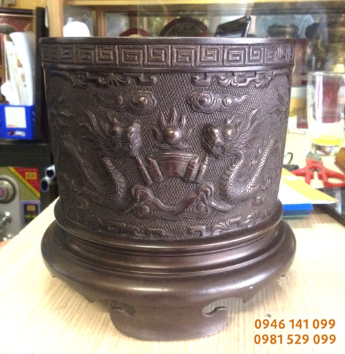 Bát hương đồng hun màu đk 20cm