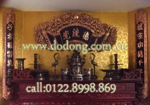 Bộ cuốn thư câu đối đồng đỏ đức lưu quang hán nôm 1,35m Câu đối hán nôm
