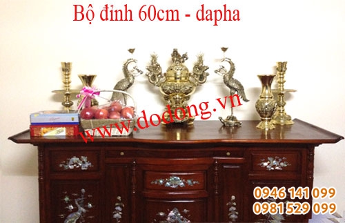 Bộ đỉnh đồng ngũ sự dapha cao 60cm đỉnh thờ cúng