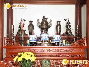 Bộ đỉnh đồng khảm ngũ sắc cho nhà thờ họ đẹp