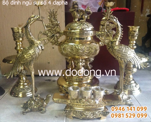 Bộ đỉnh thờ số 4 đại phát cao 45cm ngũ sự đồng dapha
