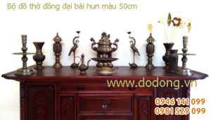 Mẫu bày bộ đồ thờ đồng hun 50cm đầy đủ