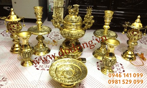Bộ đồ thờ cúng bằng đồng thờ gia tiên, từ đường , đồng thờ dapha