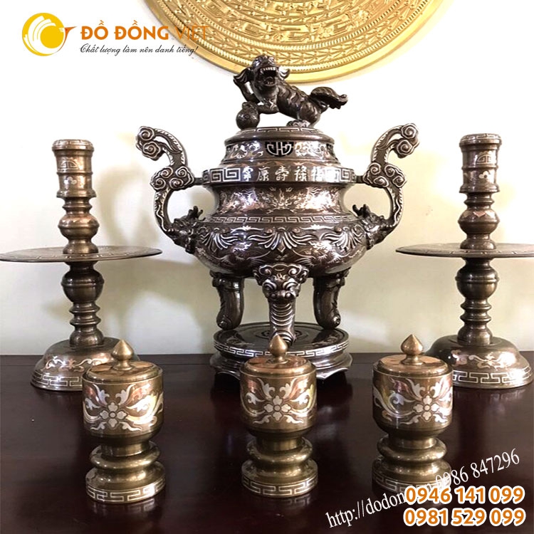 Bộ tam sự đồng tam khí cao 50cm cho bàn thờ cúng gia đình