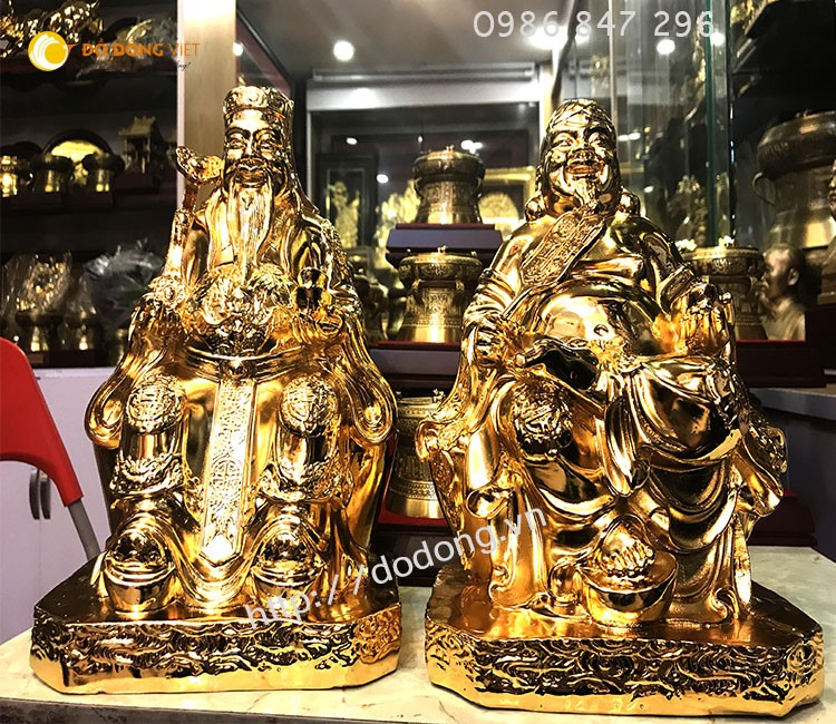 Bức tượng đồng mỹ nghệ mạ vàng 24k cao cấp, dùng thờ trong cửa hàng buôn bán, kinh doanh