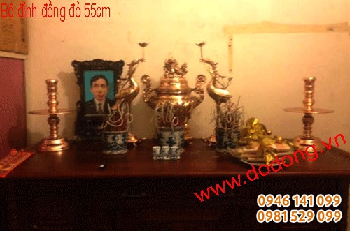 đỉnh đồng đỏ đánh bóng 55cm