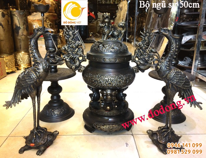 báo giá đồ thờ cúng đồng hun giả cổ 50cm ngũ sự dapha