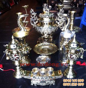 Bộ lư hương đồng thờ gia tiên đồng vĩnh tiến đồ thờ cúng