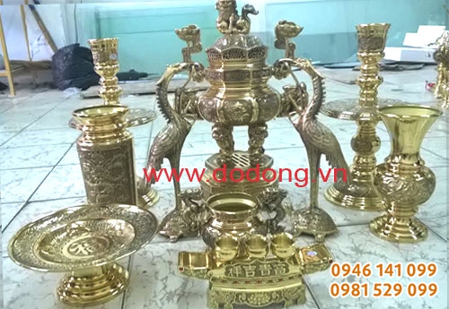 Bộ đỉnh đồng bát giác thờ gia tiên 60cm