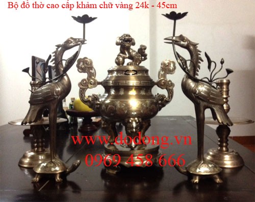 Bộ đồ thờ cao cấp khảm ngũ sắc tại Hà đông đồ đồng