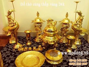 Đỉnh thờ, hạc thờ, đồ thờ đồng dát vàng 24k cao cấp
