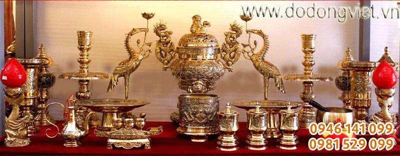 Đồ thờ, đồ thờ cúng, bộ đồ thờ bằng đồng