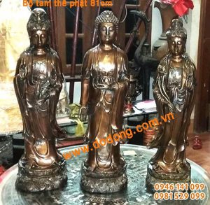 Tượng đồng tam thế phật đứng, bộ tam thánh ngồi