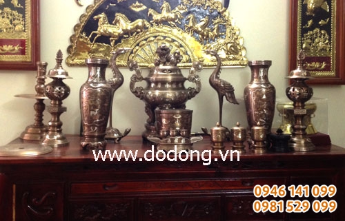Mẫu bộ đồ đồng ngũ sắc - thờ cúng gia tiên đẹp nhất 