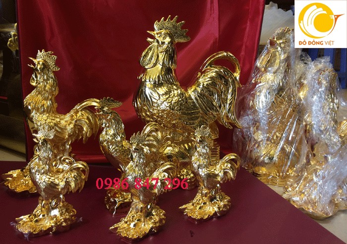 Các mẫu tượng gà đồng mạ vàng cao cấp 24k đẹp và tinh xảo