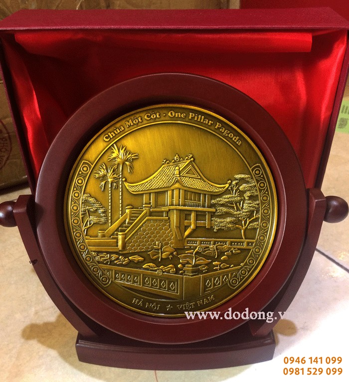 đĩa chùa một cột Hải Phòng đúc đồng, đĩa soay 3d cao cấp 15,20cm