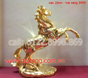 Tượng ngưa đồng mạ vàng 24k cao 20cm Ngựa đồng