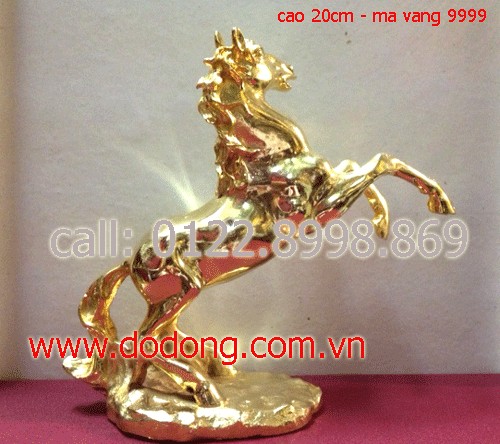 Tượng ngưa đồng mạ vàng 24k cao 20cm Ngựa đồng