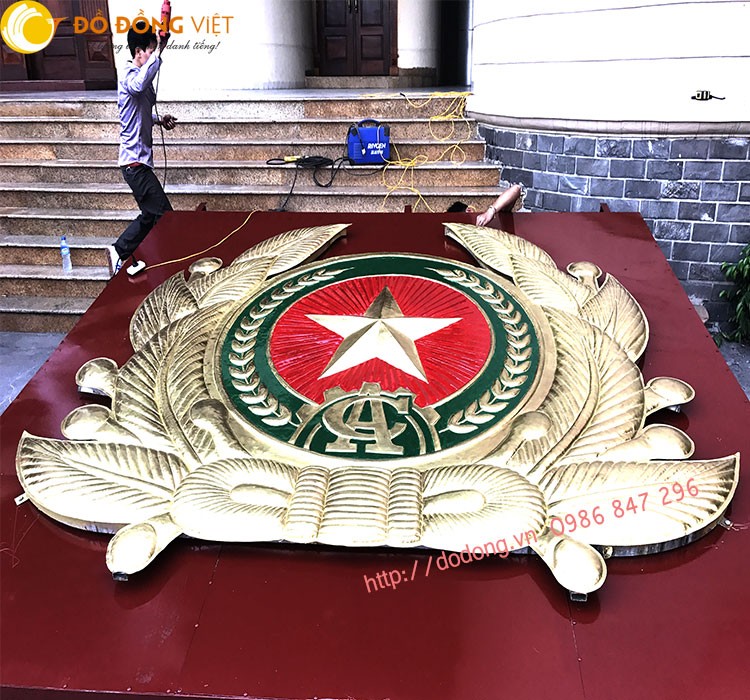 logo công an dk 3m lắp nhà điều hành hvcsnd - quá trính thi công lắp đặt tại HV