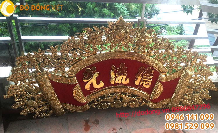 Cuốn thư đức lưu quang chạm đồng, mạ vàng 24k chữ hán nôm dịch tiếng việt