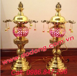 Đôi đèn thờ bằng đồng cao 0,9m đồ thờ cúng