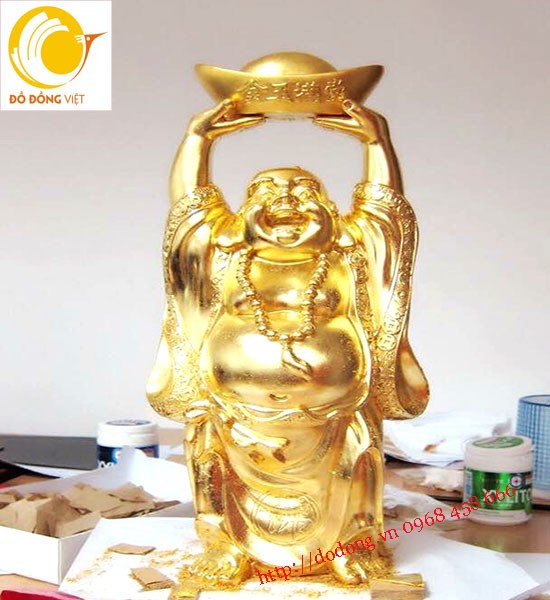 Tượng đồng di lạc mạ vàng 24k cao 60cm đúc đồng nguyên khối bày phòng khách gia đình đẹp