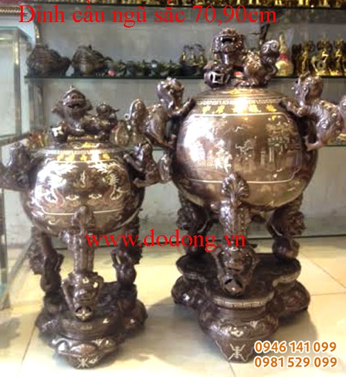 Qủa cầu chạm khảm ngũ sắc cao cấp